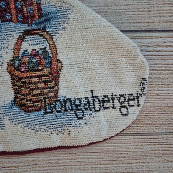 Longabeger Tapestry Christmas Stocking Lady Snowman Cat Christmas Tree Lights - Picture 3 of 7